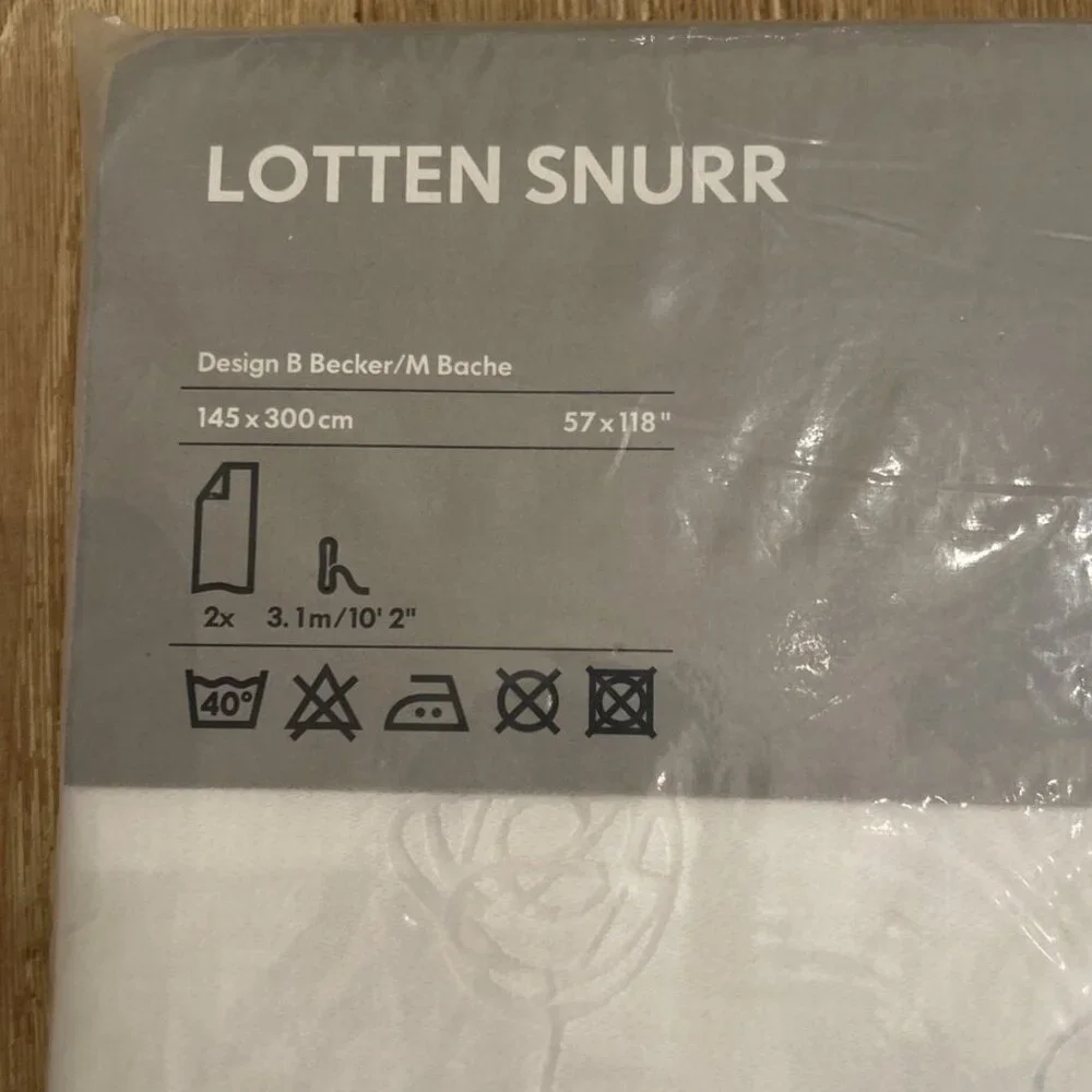 IKEA LOTTEN SNURR Curtains NEW 57 x 118” 145 X 300cm White Sheer Panels NEW